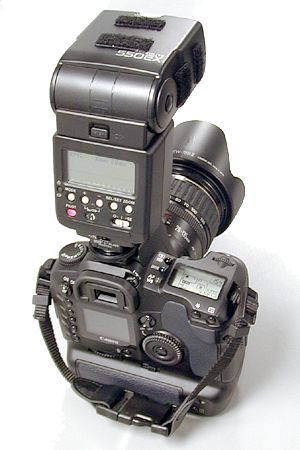 EOS D30 with 550EX E-TTL Speedlight Attached